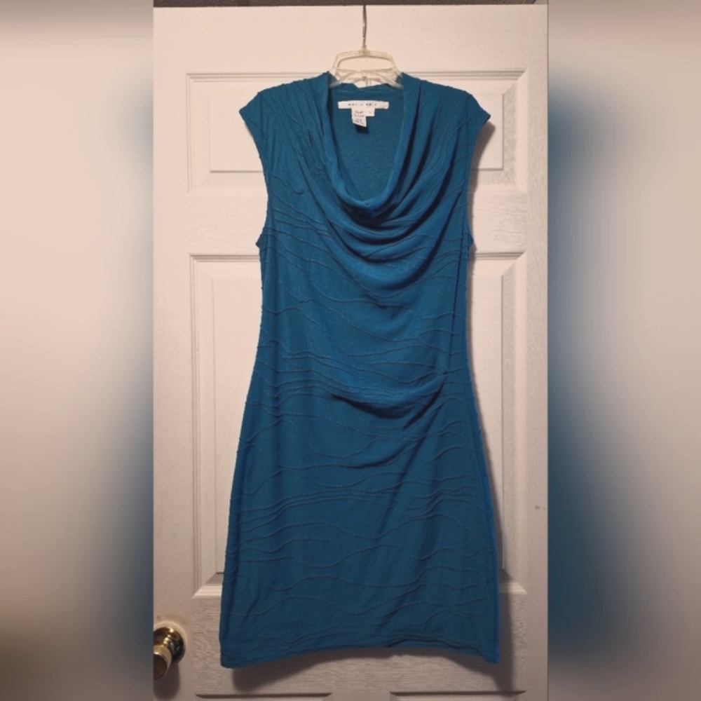 Max Studio Blue Ruched Sleeveless Tank Top